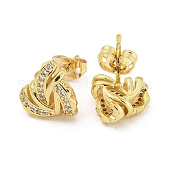 Brass Micro Pave Cubic Zirconia Ear Studs&nbsp;EJEW-P261-28E-G