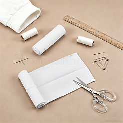襟にはポリエステルリブ編みの伸縮性のある生地を使用  ホワイト  525~560x127~130x1.5mm&nbsp;DIY-WH0698-094C