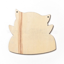 片面プリントウッドビッグペンダント  ハロウィンチャーム  フクロウ  145x149x4mm  穴：4mm&nbsp;WOOD-I010-10C