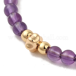 4mm Round Natural Amethyst Beaded Bracelets&nbsp;BJEW-P318-03G-01