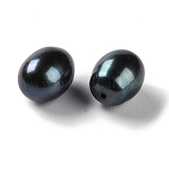 染色天然養殖淡水パールビーズ  片穴  ライス  グレード5 A  ブラック  8~12x7.5~8.5mm  穴：1mm&nbsp;PEAR-E020-24