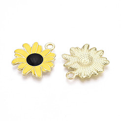 合金ペンダント  エナメル  花のチャーム  ライトゴールド  ゴールド  27x25x2.5mm  穴：3mm&nbsp;PALLOY-S121-214B-01