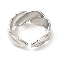 Non-Tarnish 304 Stainless Steel Twist Rope Shape Open Cuff Ring for Women&nbsp;RJEW-E063-06P