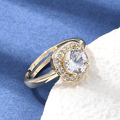 Brass Micro Pave Clear Cubic Zirconia Cuff Open Rings&nbsp;CU-CBA5C10-12G