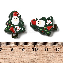クリスマステーマの手作りランプワークビーズ  クリスマスツリー  グリーン  25~26.5x18.5~22.5x6.5~7.5mm  穴：1.6~1.8mm&nbsp;LAMP-I027-07-01