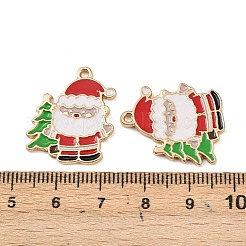 クリスマス合金エナメルペンダント  ライトゴールド  サンタクロース  23.5x20.5x1.5mm  穴：1.6mm&nbsp;ENAM-I081-01KCG-08