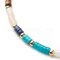 Natural & Synthetic Mixed Gemstone Disc Beaded Necklace and Bracelet Set&nbsp;SJEW-JS01244