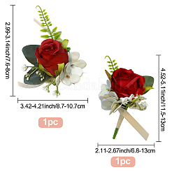 2Pcs 2 Style Silk Cloth Imitation Rose Corsage Boutonniere&nbsp;AJEW-CP0001-61C