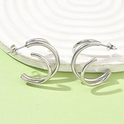 304 Stainless Steel Triple Stud Earrings&nbsp;EJEW-Z098-16P