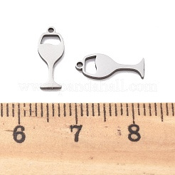 ステンレススチールチャーム201個  レーザー切断  ワイングラスチャーム  ステンレス鋼色  12.5x5x1mm  穴：1mm&nbsp;STAS-V001-15