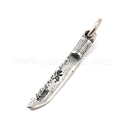 S925スターリングシルバーペンダント  ナイフチャーム  アンティークシルバー  20x3x2.5mm  穴：2.5mm&nbsp;STER-Q006-01AS