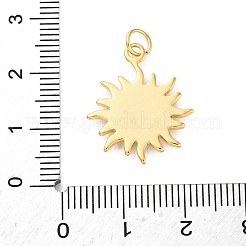 304ステンレスペンダント  丸カン付き  太陽のチャーム  18KGP本金メッキ  22x18x2mm  穴：3mm&nbsp;STAS-U049-02A-01G
