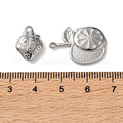 304ステンレススチールペンダント10個  フルーツ  ステンレス鋼色  11~31x10~24x2~10mm  穴：1.4~1.6mm&nbsp;STAS-P426-09P