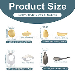 72Pcs 12 Style Brass Pendants&nbsp;FIND-SW0001-24
