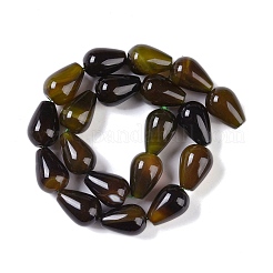 天然グリーン瑪瑙（染色・加熱）ビーズ連売り  ティアドロップ  20~21x14~14.5mm  穴：1.6mm  約19個/連  15.28''（38.8センチメートル）&nbsp;G-P521-D01-01A