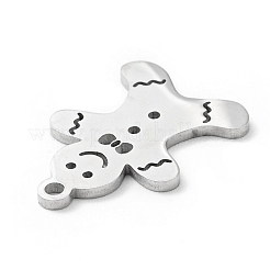 変色しない201ステンレススチールペンダント  クリスマステーマ  ジンジャーブレッドマン  ステンレス鋼色  19x13x1mm  穴：1.5mm&nbsp;STAS-E157-02P