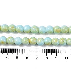 ベーキングペイントガラスビーズ連売り  ラウンド  ライトシアン  8mm  穴：1mm  約104~105個/連  30.71~31.10''（78~79センチメートル）&nbsp;GLAA-H031-01B-08