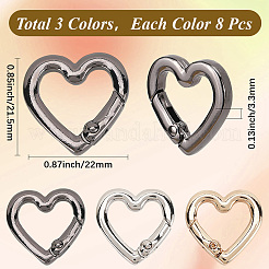 24Pcs 3 Colors Alloy Spring Gate Rings&nbsp;FIND-SC0016-38B
