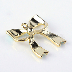 蝶結びリボン型合金エナメルチャーム  ピンク  19.5x17.5x3mm  穴：1.5mm&nbsp;X-ENAM-Q033-22B
