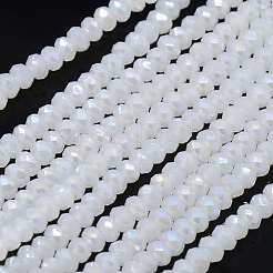 Imitation Jade Electroplate Glass Faceted Rondelle Beads Strands&nbsp;GLAA-F025-C01