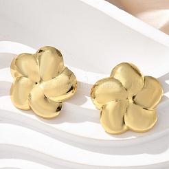 女性用304ステンレススチールスタッドピアス  イオンプレーティング（ip）  花  18KGP本金メッキ  24.5x25mm&nbsp;EJEW-U047-07G