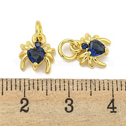 Rack Plating Brass Micro Pave Cubic Zirconia Spider Charms&nbsp;ZIRC-I065-02D