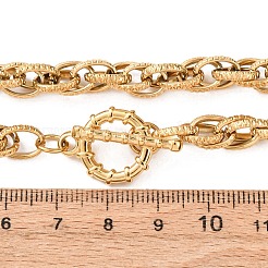 7mm 304ステンレススチールテクスチャロープチェーンネックレス、OTクラスプ付き、男性と女性用  18KGP本金メッキ  20.08インチ（51cm）&nbsp;NJEW-P355-01A-G