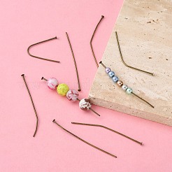 ジュエリーパーツ  鉄平頭ピン  アンティークブロンズ  50x0.75~0.8mm  約4300個/1000g&nbsp;J079W058