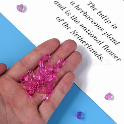 透明なアクリルビーズ  ハート  スミレ  8x8.5x5.5mm  穴：2.5mm  約2030個/500g&nbsp;MACR-S373-95-B11