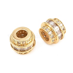Brass Micro Pave Clear Cubic Zirconia European Beads&nbsp;KK-B186-19G