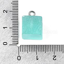 樹脂チャーム  ゼリー  プラチナアイアンループ付き  淡いターコイズ  15x11x11mm  穴：2mm&nbsp;LS-FIND-U031-11C-P