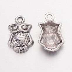 合金のチベット風チャーム  無鉛の  カドミウムフリーとニッケルフリー  ハロウィン  フクロウ  アンティークシルバー  約20.5mm長  13 mm幅  厚さ5.5mm  穴：2mm&nbsp;LF10094Y-NF