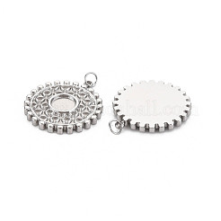 304ステンレススチールペンダントエナメルセッティング  フラットラウンド  ステンレス鋼色  22.5x20x2mm  丸カン：4x0.5ミリ  2.5mm内径&nbsp;LS-STAS-N097-195P