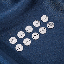 304ステンレススチールリンク  クラフトジュエリー作成用  フラットラウンド  ステンレス鋼色  10x1mm  穴：1.4mm  10模様  4個/パターン  40個/箱&nbsp;STAS-UN0020-28B-P