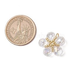 クリアガラスペンダント  花  304ステンレススチールの丸カンループ付き  透明  21x22x8mm  穴：3mm&nbsp;PALLOY-MZ00645-02