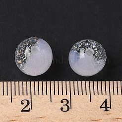 ツートンカラーの樹脂ビーズ  ラウンド  グリッターパウダー付き  透明  9.5mm  穴：2mm&nbsp;RESI-Q025-02B-C