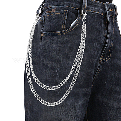 Alloy Double Layer Chain Belts for Pants&nbsp;AJEW-WH20018-130P