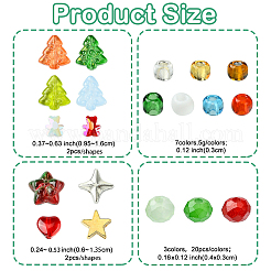 DIY クリスマステーマ ガラス & CCB プラスチックビーズ ジュエリー作り ファインディングキット  ミックスカラー  3~16x3~15x3~8mm  穴：0.6~1.6mm&nbsp;DIY-YW0010-11