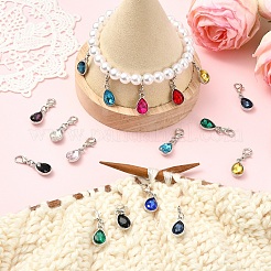 24Pcs 12 Colors Birthstone Alloy Glass Pendant Decorations&nbsp;HJEW-YW00157