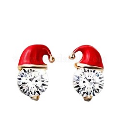 Zinc Alloy Enamel Santa Hat Stud Earrings&nbsp;FS-WGF8A0B-01