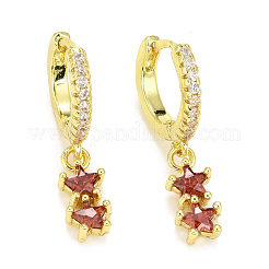 Rack Plating Brass Micro Pave Cubic Zirconia Huggie Hoop Earrings&nbsp;EJEW-F278-12-G