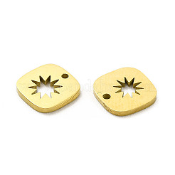 イオンプレーティング(IP) 304 ステンレスペンダント  スターチャームのある広場  18KGP本金メッキ  8x8x1mm  穴：1mm&nbsp;STAS-H177-05G