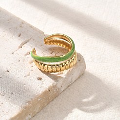 304 Stainless Steel Enamel Double Layer Open Cuff Rings for Women&nbsp;STAS-Z112-07G
