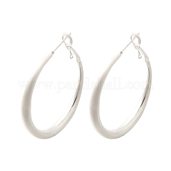 女性のための真鍮のフープピアス  銀  42.5x4.5mm&nbsp;EJEW-A121-18B-S