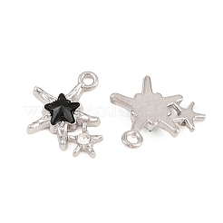 合金とラインストーンのペンダント  スターのチャーム  ミックスカラー  プラチナ  16x17x4mm  穴：1.8mm&nbsp;FIND-G114-04P