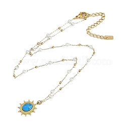 Dyed Synthetic Turquoise Oval Pendant Necklaces&nbsp;NJEW-I129-07G