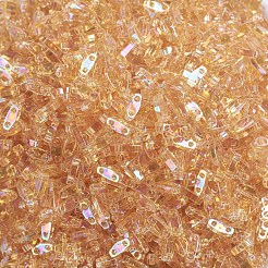 MIYUKIクォーターティラビーズ  日本製シードビーズ  2穴  （qtl251)透明ライトトパーズab  5x1.2x1.9mm  穴：0.8mm  約480PCS /ボトル  10 G /ボトル&nbsp;SEED-JP0008-QTL251