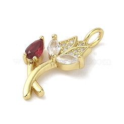 Rack Plating Brass Micro Pave Cubic Zirconia Pendants&nbsp;KK-C052-14G