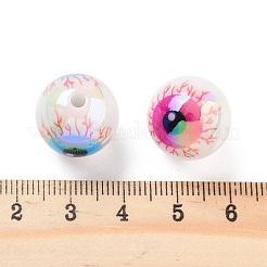 UVメッキアクリルビーズ  目でラウンド  ミックスカラー  15.5x15mm  穴：2.5mm&nbsp;OACR-S140-02
