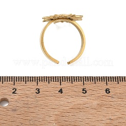 女性用304ステンレススチールカフオープンリング  太陽  ゴールドカラー  19x19mm  内径：18mm&nbsp;SA-CBA4030-01G